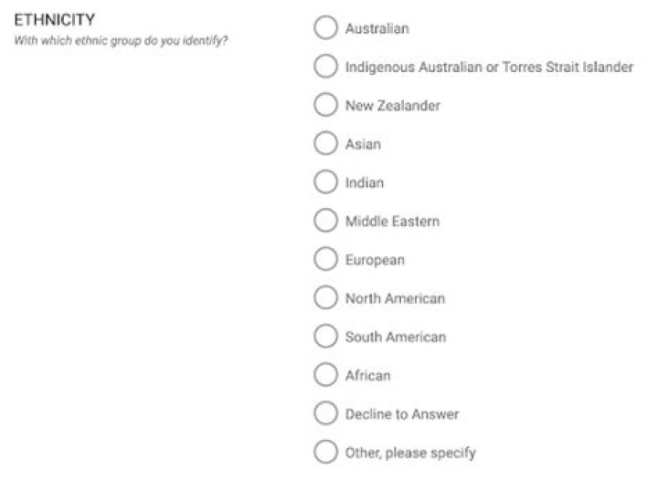 How do you ask for ethnicity?