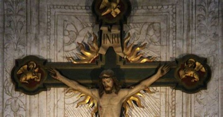 What does INRI mean on top of the cross?